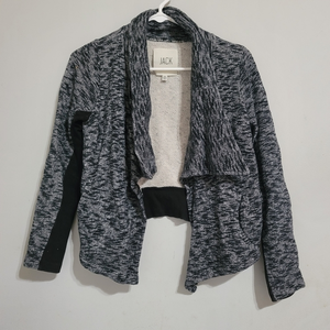 BB Dakota Jack Women's Sz XS Top Black Gray Open Sweatshirt Athleisure Cardigan.